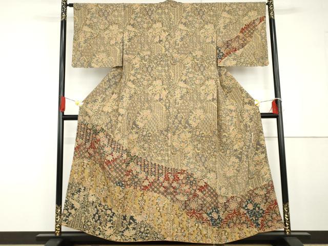 平和屋着物●二代目更甚 江戸更紗 訪問着 更紗花鳥文 正絹 逸品 AABG6663cs