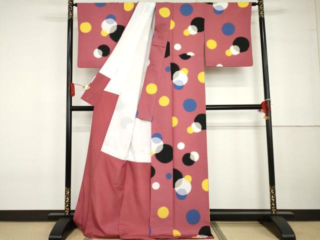 平和屋着物●小紋 丸重ね文 洗える着物 AABG6672cs