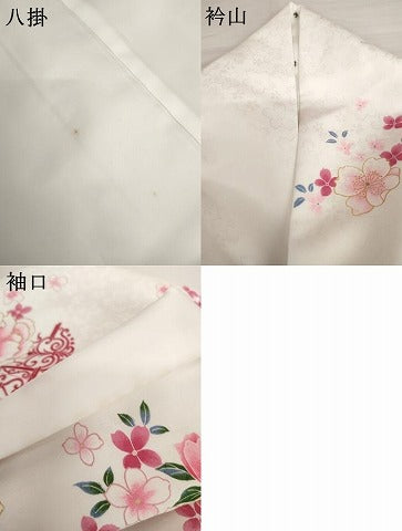 平和屋着物●小振袖 二尺袖 草花文 薔薇 暈し染め 金彩 洗える着物 AABG6682cs