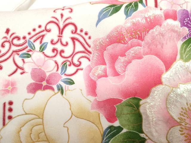 平和屋着物●小振袖 二尺袖 草花文 薔薇 暈し染め 金彩 洗える着物 AABG6682cs