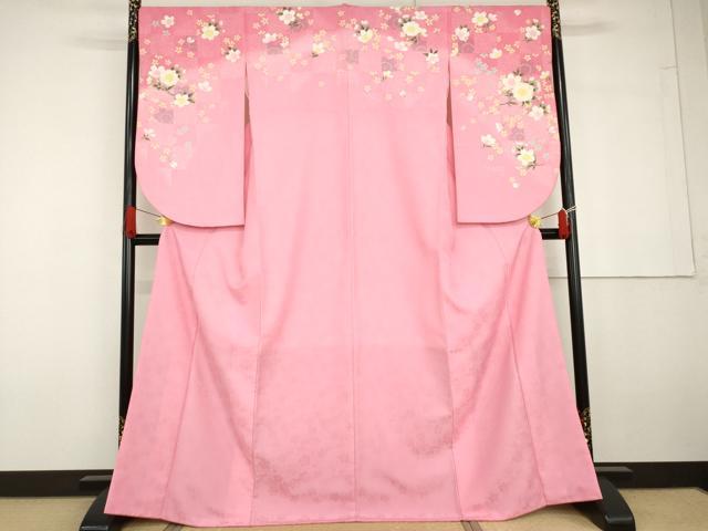 平和屋着物●小振袖 二尺袖 枝花文 暈し染め 金彩 洗える着物 AABG6683cs