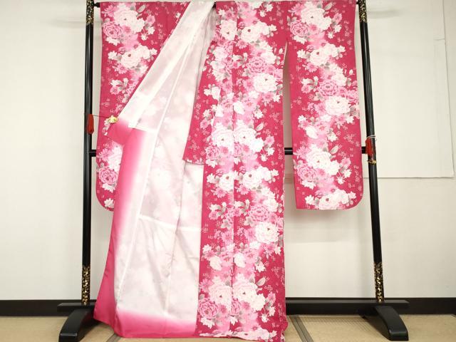 平和屋着物●H・L(アッシュエル) HENRI-LUC CHAPUIS 小振袖 二尺袖 草花文 暈し染め 金彩 洗える着物 AABG6686cs