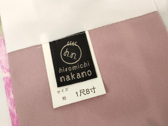 平和屋着物●ファッションブランド hiromichi nakano ヒロミチナカノ 小振袖 二尺袖 草花文 黒地 洗える着物 AABG6687cs