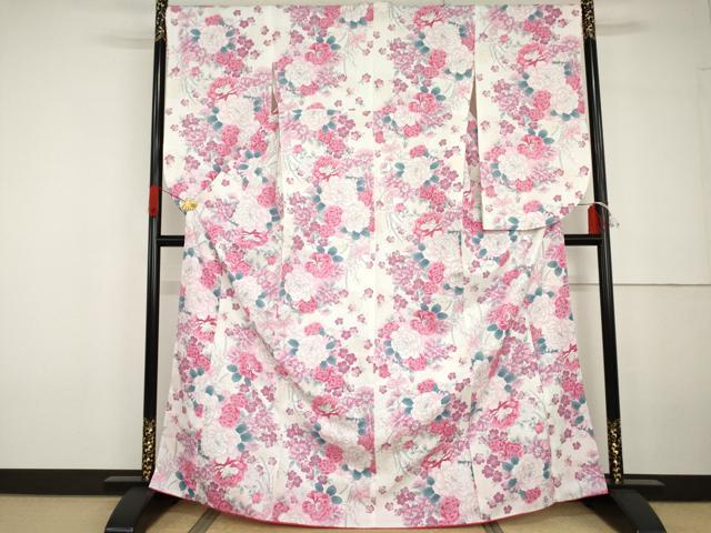 平和屋着物●H・L(アッシュエル) HENRI-LUC CHAPUIS 小振袖 二尺袖 草花文 薔薇 暈し染め 金彩 洗える着物 AABG6696cs