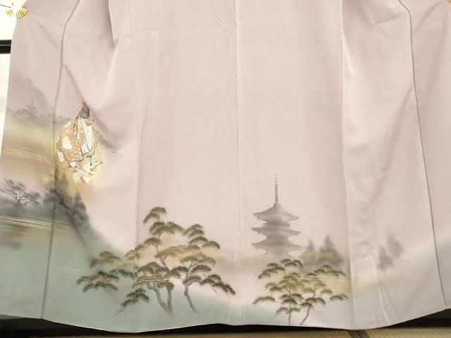 平和屋着物●訪問着 手描き 人物風景文 暈し染め 金彩 正絹 逸品 AABG6701cs