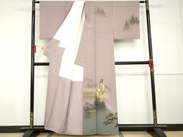 平和屋着物●訪問着 手描き 人物風景文 暈し染め 金彩 正絹 逸品 AABG6701cs
