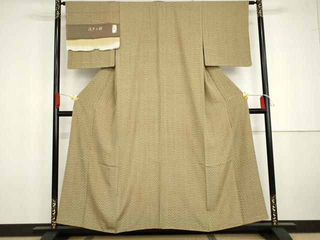 平和屋着物●上質な小紋 京友禅 江戸の粋 反端付き 正絹 逸品 AABG6704cs