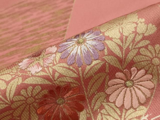 平和屋着物■訪問着 刺繍 地紙花文 金糸 金彩 正絹 逸品 AABG6734st