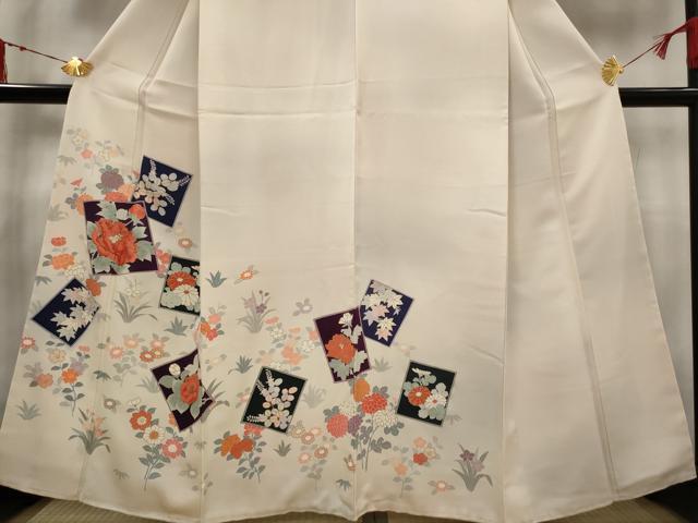 平和屋着物■訪問着 刺繍 色紙花文 暈し染め 金彩 正絹 逸品 未使用 AABG6735st