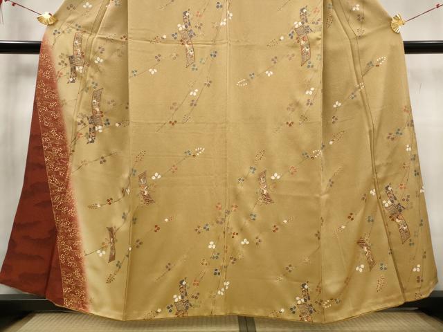 平和屋着物■訪問着 短冊花文 暈し染め 金彩 正絹 逸品 AABG6736st