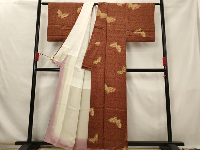 平和屋着物■上質な小紋 舞蝶文 金彩 正絹 逸品 AABG6737st
