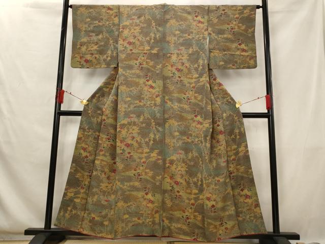 平和屋着物■上質な小紋 草花文 金彩 正絹 逸品 AABG6741st