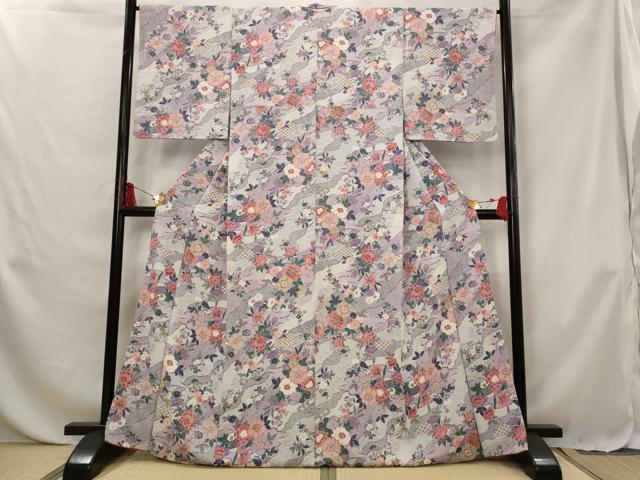 平和屋着物■上質な小紋 草花文 正絹 逸品 AABG6795st