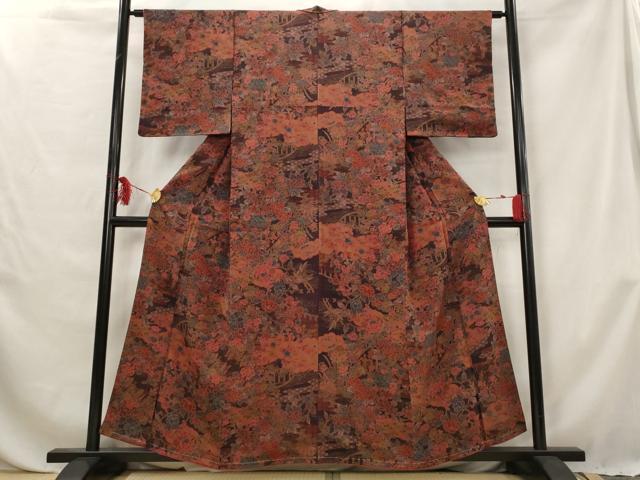 平和屋着物■上質な小紋 草花文 金彩 正絹 逸品 未使用 AABG6797st
