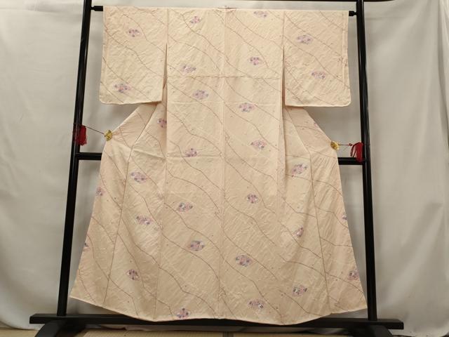 平和屋着物■上質な小紋 絞り 地紙花文 正絹 逸品 AABG6802st