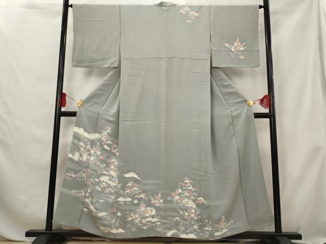 平和屋着物■訪問着 流水草花文 正絹 逸品 AABG6832st