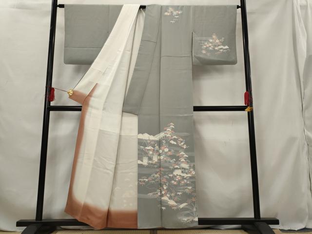 平和屋着物■訪問着 流水草花文 正絹 逸品 AABG6832st
