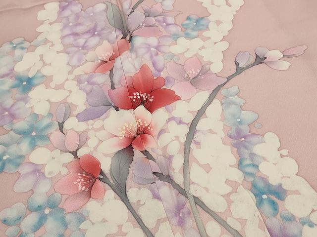 平和屋着物■訪問着 草花文 正絹 逸品 AABG6833st