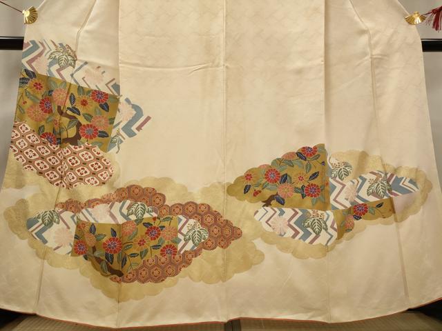 平和屋着物■訪問着 刺繍 雲取り花文 金彩 正絹 逸品 AABG6834st