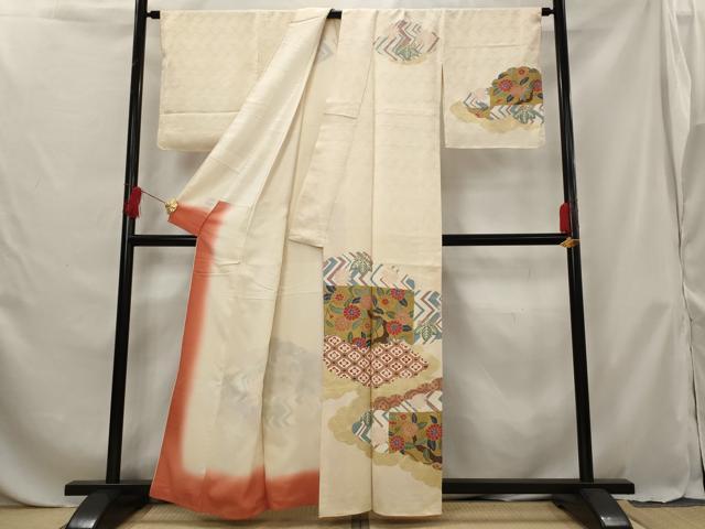 平和屋着物■訪問着 刺繍 雲取り花文 金彩 正絹 逸品 AABG6834st