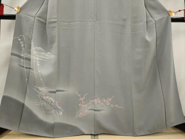 平和屋着物■訪問着 風景花文 暈し染め 正絹 逸品 AABG6896st