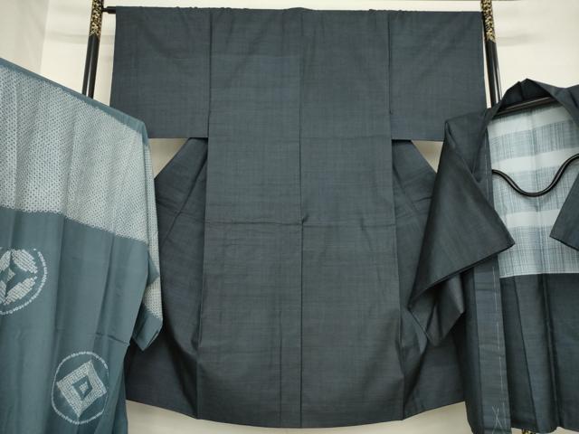 平和屋着物●男性 本場大島紬 アンサンブル 長襦袢(袷)セット 100亀甲 総詰め 正絹 逸品 AABG6921ck