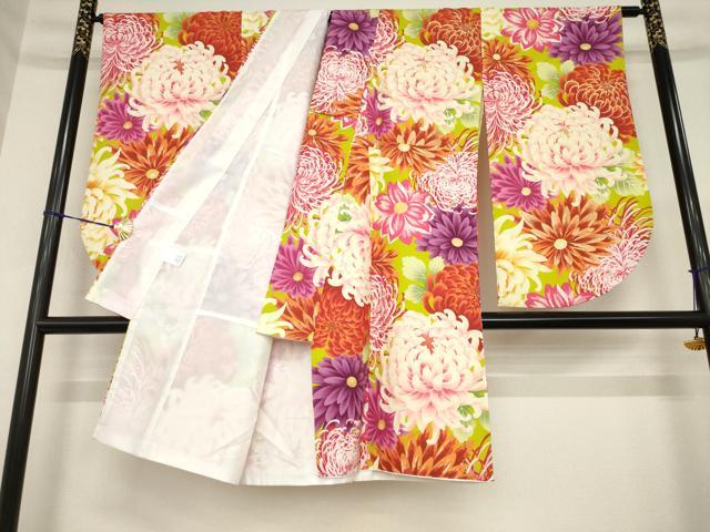 平和屋着物●小振袖・長襦袢(無双仕立て)セット 花尽くし 金彩 洗える着物 AABG6925ck