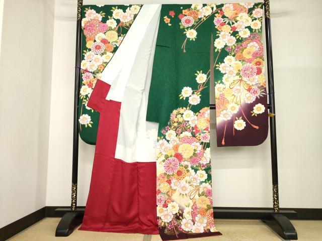 平和屋着物●豪華振袖 刺繍 雪輪花文 暈し染め 金彩 銀通し地 ロング丈 正絹 逸品 AABG6926ck