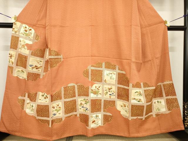 平和屋着物●創業460年・千總 色留袖 友禅 駒刺繍 雲取り風景文 金彩 西武百貨店扱い 正絹 逸品 AABG6942ck