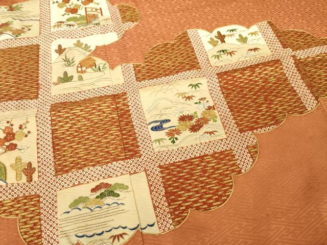 平和屋着物●創業460年・千總 色留袖 友禅 駒刺繍 雲取り風景文 金彩 西武百貨店扱い 正絹 逸品 AABG6942ck
