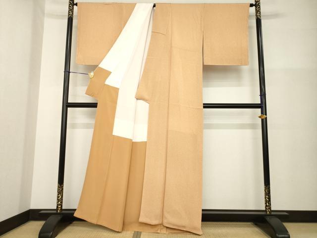 平和屋着物●江戸小紋 唐草文 鬼しぼ縮緬 正絹 逸品 未使用 AABG6947ck