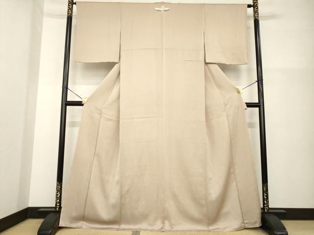 平和屋着物●上質な色無地 白茶色 正絹 逸品 AABG6957ck