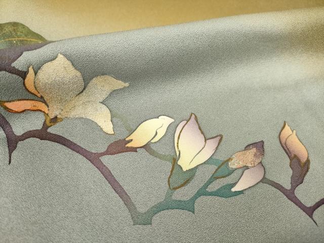 平和屋着物●染色作家 津室朱光 訪問着 枝つぼみ 暈し染め 正絹 逸品 AABG6963ck