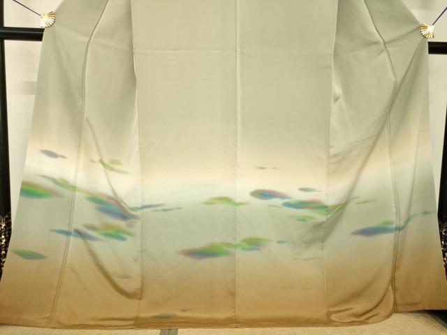 平和屋着物●訪問着 雲重ね文 暈し染め ロング丈 正絹 逸品 AABG6964ck