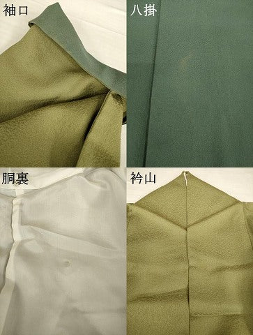 平和屋着物●上質な色無地 国防色 正絹 逸品 AABG6965ck