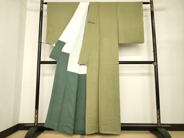 平和屋着物●上質な色無地 国防色 正絹 逸品 AABG6965ck
