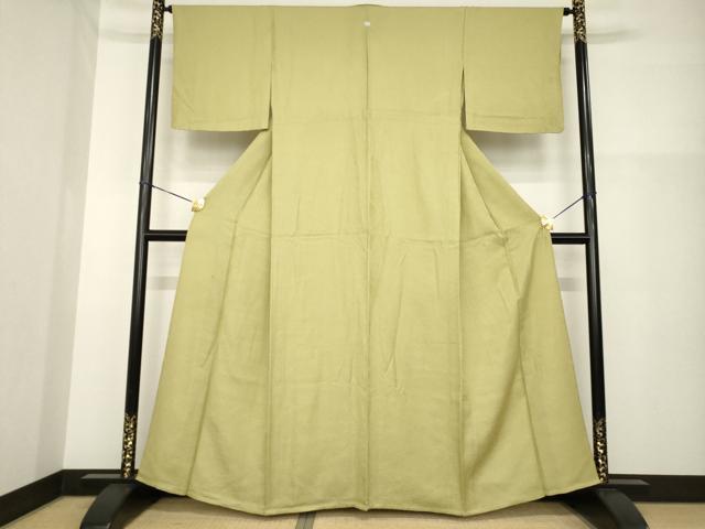 平和屋着物▽上質な色無地 単衣 国防色 正絹 逸品 AABG6967ck