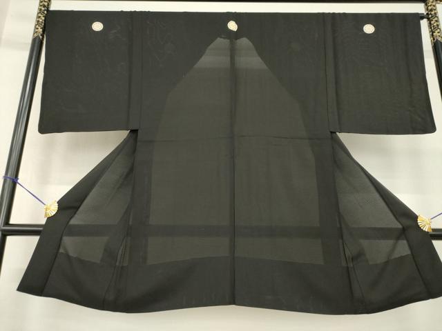 平和屋着物▽男性 スリーシーズン 春夏秋 塵除け 黒紋付 単衣 正絹 逸品 AABG6981ck