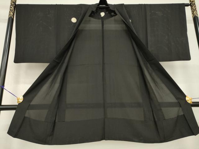 平和屋着物▽男性 スリーシーズン 春夏秋 塵除け 黒紋付 単衣 正絹 逸品 AABG6981ck
