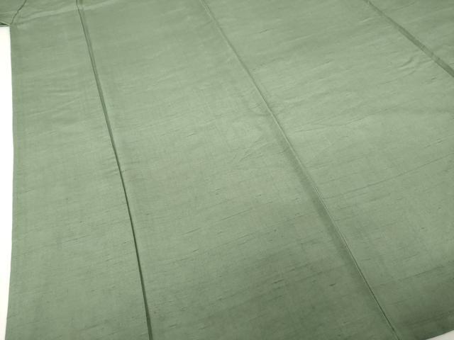 平和屋着物▽上質な紬 単衣 色無地 柳煤竹色 正絹 逸品 AABG6982ck
