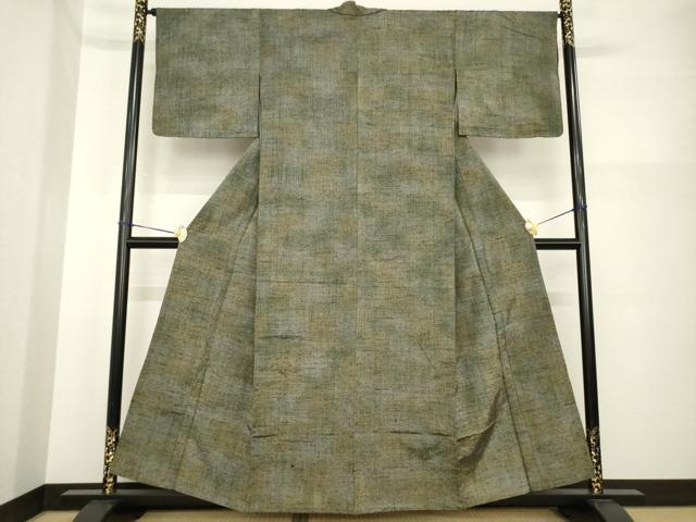 平和屋着物▽上質な紬 単衣 霞文 暈し染め 正絹 逸品 AABG6997ck