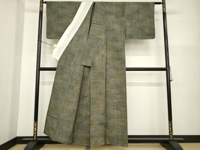 平和屋着物▽上質な紬 単衣 霞文 暈し染め 正絹 逸品 AABG6997ck