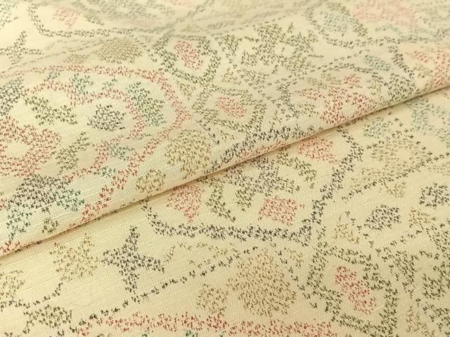 平和屋着物▽上質な紬 単衣 正倉院花文 正絹 逸品 AABG7008jh