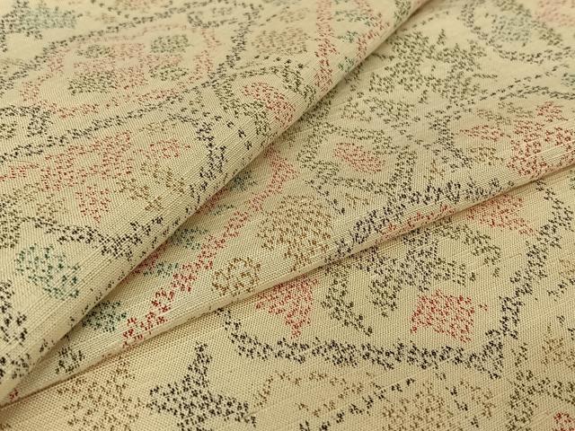 平和屋着物▽上質な紬 単衣 正倉院花文 正絹 逸品 AABG7008jh