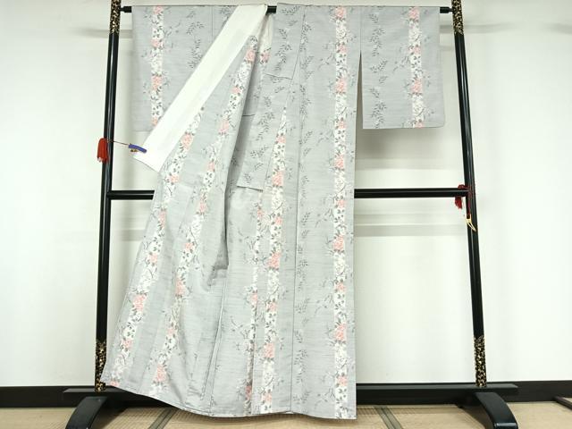 平和屋着物▽上質な紬 単衣 花間道 正絹 逸品 AABG7020jh