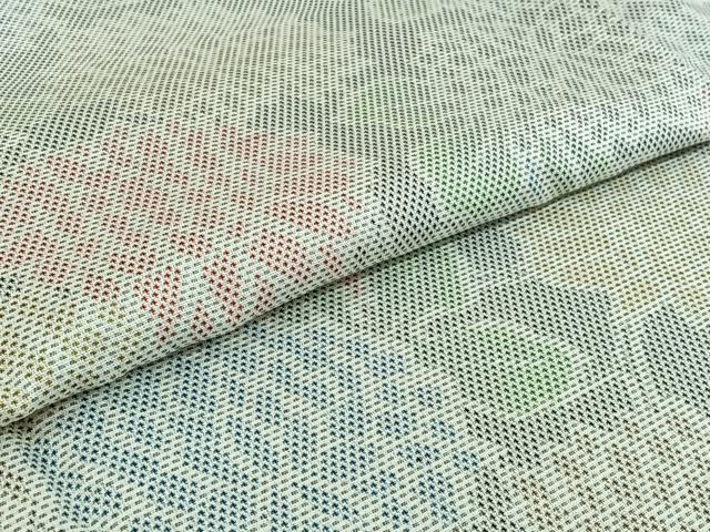 平和屋着物▽上質な紬 単衣 草花文 正絹 逸品 AABG7027jh