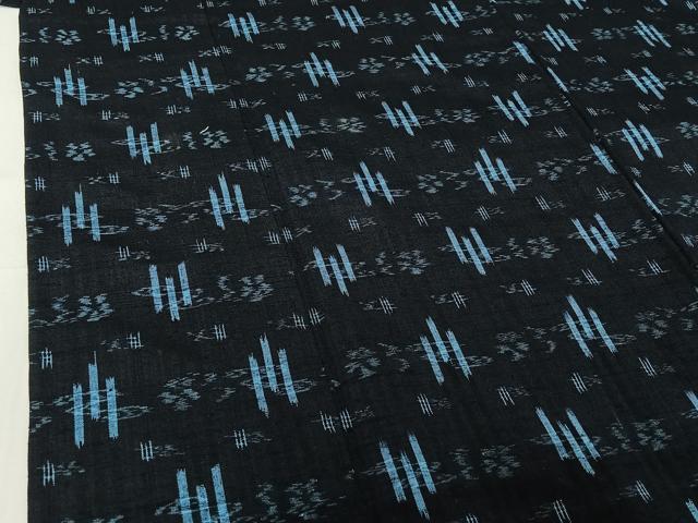 平和屋着物▽上質な紬 単衣 琉球絣文様 正絹 逸品 AABG7032jh