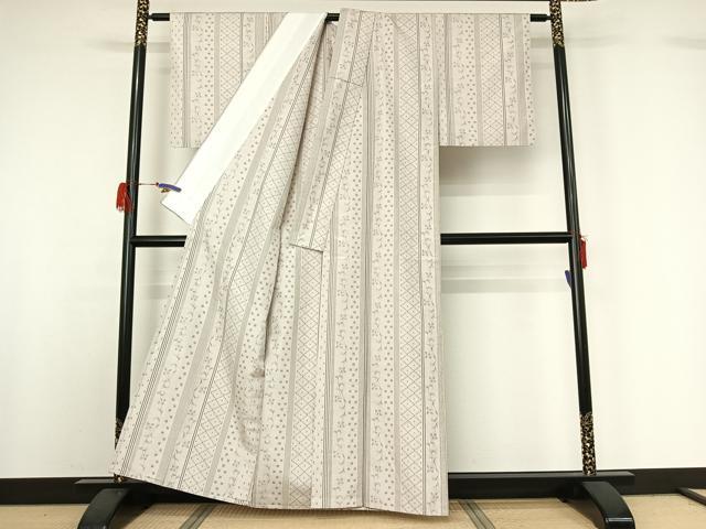 平和屋着物▽上質な紬 単衣 花間道 正絹 逸品 AABG7033jh