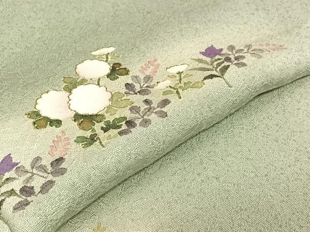 平和屋着物▽訪問着 単衣 草花文 正絹 逸品 AABG7037jh