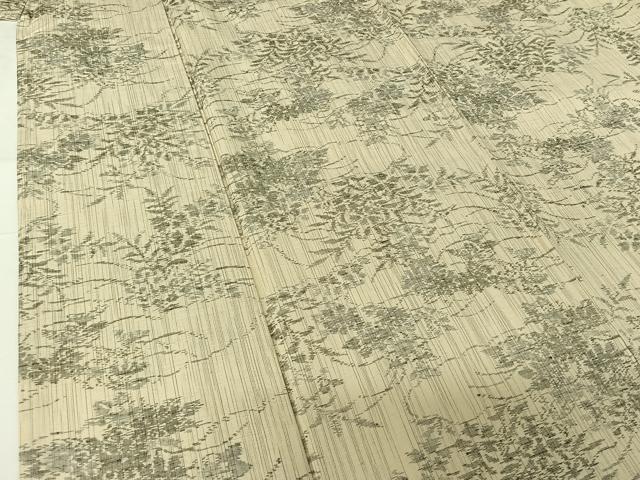 平和屋着物▽上質な紬 単衣 草花文 正絹 逸品 AABG7046jh